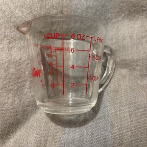 Vintage Fire King 1 Cup Glass Measuring Cup Red Letters #496